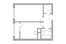 Планировка 1-комнатной квартиры, 34,2 м2