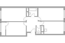 Планировка 3-комнатной квартиры, 66,46 м2