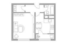 Планировка 1-комнатной квартиры, 40,27 м2