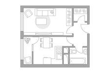 Планировка 1-комнатной квартиры, 33,11 м2
