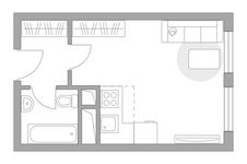 Планировка квартиры студии, 23,29 м2