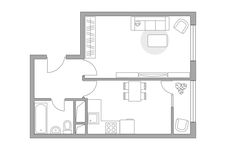 Планировка 1-комнатной квартиры, 40,28 м2