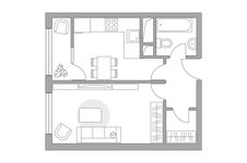 Планировка 1-комнатной квартиры, 34,03 м2