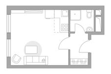 Планировка квартиры студии, 25,71 м2