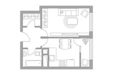 Планировка 1-комнатной квартиры, 32,34 м2