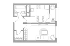 Планировка 1-комнатной квартиры, 33,44 м2