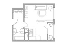 Планировка квартиры студии, 31,99 м2