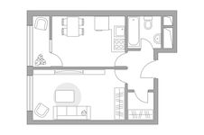 Планировка 1-комнатной квартиры, 34,01 м2