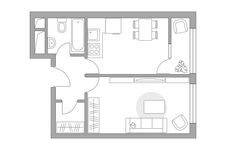 Планировка 1-комнатной квартиры, 34,25 м2
