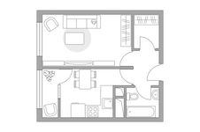 Планировка 1-комнатной квартиры, 33,45 м2