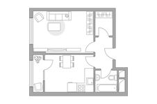 Планировка 1-комнатной квартиры, 39,59 м2