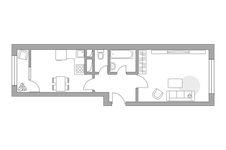 Планировка 1-комнатной квартиры, 43,44 м2