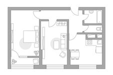 Планировка 2-комнатной квартиры, 53,88 м2