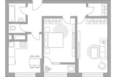 Планировка 2-комнатной квартиры, 55,86 м2