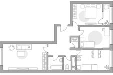 Планировка 3-комнатной квартиры, 69,3 м2