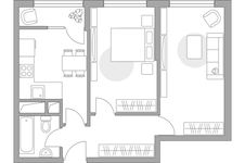 Планировка 2-комнатной квартиры, 45,85 м2
