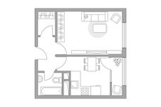 Планировка 1-комнатной квартиры, 37,14 м2