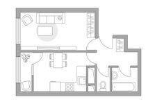 Планировка 1-комнатной квартиры, 37,85 м2