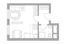 Планировка квартиры студии, 23,49 м2