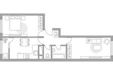 Планировка 2-комнатной квартиры, 51,49 м2