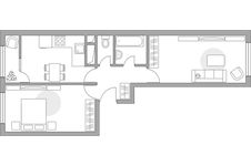 Планировка 2-комнатной квартиры, 51,43 м2