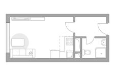 Планировка квартиры студии, 23,35 м2