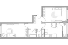 Планировка 2-комнатной квартиры, 59,91 м2