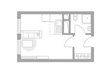 Планировка квартиры студии, 23,24 м2