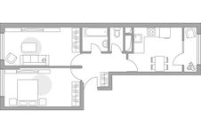 Планировка 2-комнатной квартиры, 50,41 м2