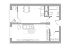 Планировка 1-комнатной квартиры, 42,27 м2
