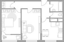 Планировка 2-комнатной квартиры, 54,03 м2