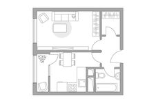 Планировка 1-комнатной квартиры, 34,39 м2