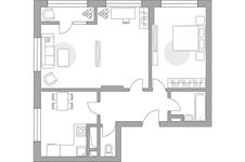 Планировка 2-комнатной квартиры, 62,45 м2
