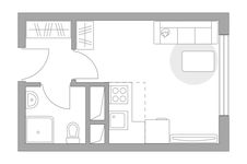 Планировка квартиры студии, 20,83 м2