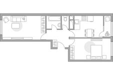 Планировка 2-комнатной квартиры, 54,42 м2