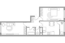Планировка 2-комнатной квартиры, 54,44 м2
