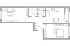 Планировка 2-комнатной квартиры, 59,91 м2