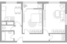 Планировка 2-комнатной квартиры, 59 м2