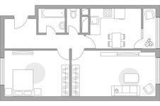 Планировка 2-комнатной квартиры, 54,37 м2