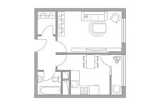 Планировка 1-комнатной квартиры, 37,48 м2