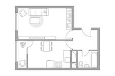 Планировка 1-комнатной квартиры, 40,14 м2