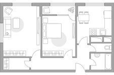 Планировка 2-комнатной квартиры, 57,16 м2