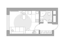 Планировка квартиры студии, 21,44 м2