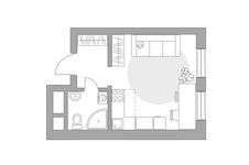 Планировка квартиры студии, 23,38 м2