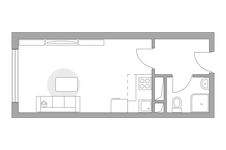 Планировка квартиры студии, 26,48 м2
