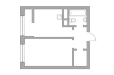 Планировка 1-комнатной квартиры, 34,49 м2