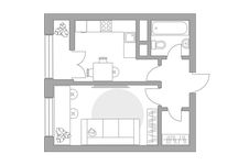 Планировка 1-комнатной квартиры, 34,38 м2