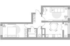 Планировка 2-комнатной квартиры, 52,16 м2