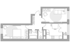 Планировка 2-комнатной квартиры, 51,49 м2