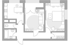 Планировка 2-комнатной квартиры, 52,5 м2